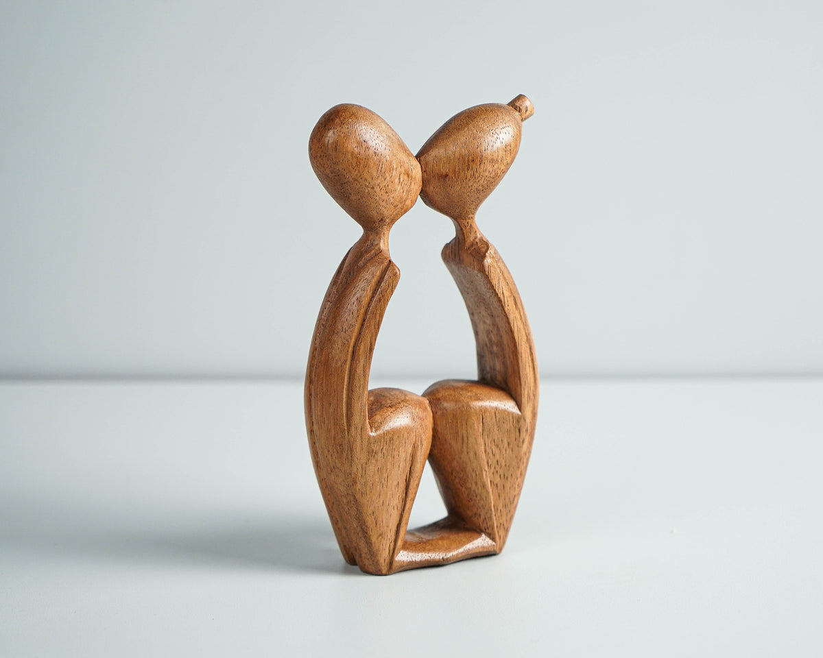 Kissing Couple Abstract Statue, Wooden Modern Art, Wood Carving, Handcrafted, Unique Statue, Modern Abstract, Wedding Gift, Valentines Day