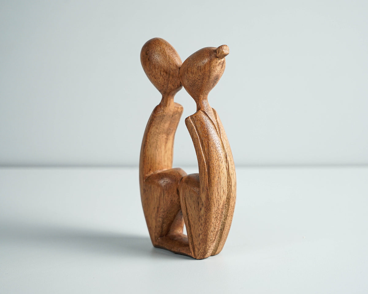 Kissing Couple Abstract Statue, Wooden Modern Art, Wood Carving, Handcrafted, Unique Statue, Modern Abstract, Wedding Gift, Valentines Day