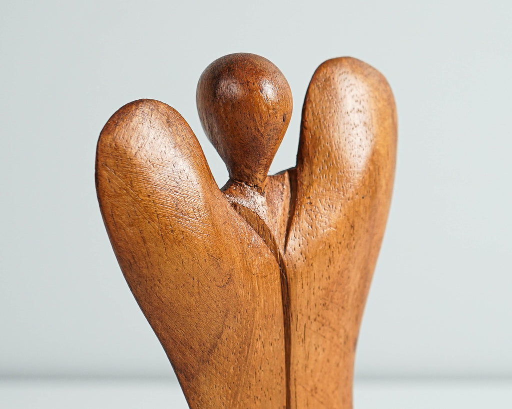 Wooden Angel Figurine,  Praying Angel Statue, Wood Carving, Unique figurine, Memorial Gift, Artwork, Aesthetic Room Decor, Gift for Mother