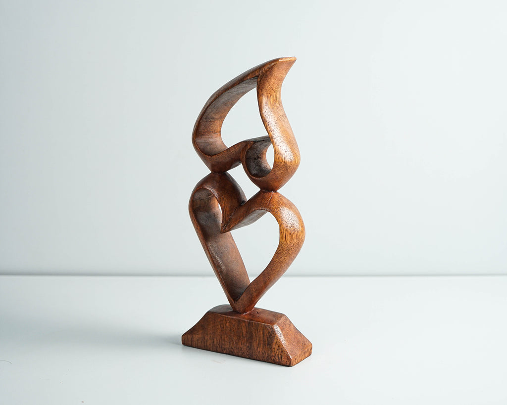 Heart Shape Abstract Statue, Love Statue, Modern Art, Wood Carving, Unique Love figurine, Home Decoration, Modern Abstract, Wedding Gift