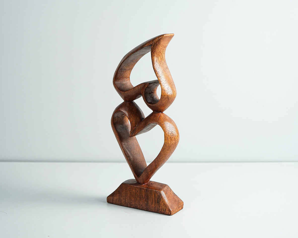 Heart Shape Abstract Statue, Love Statue, Modern Art, Wood Carving, Unique Love figurine, Home Decoration, Modern Abstract, Wedding Gift