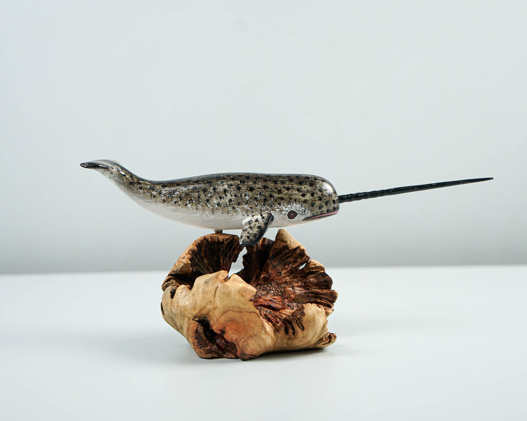 Wooden Narwhal Sculpture, Narwhale, Tusk, Arctic Animal, Art, Hand Carved, Personalized Figurine, Ocean, Living Room Decor, Gift for Him