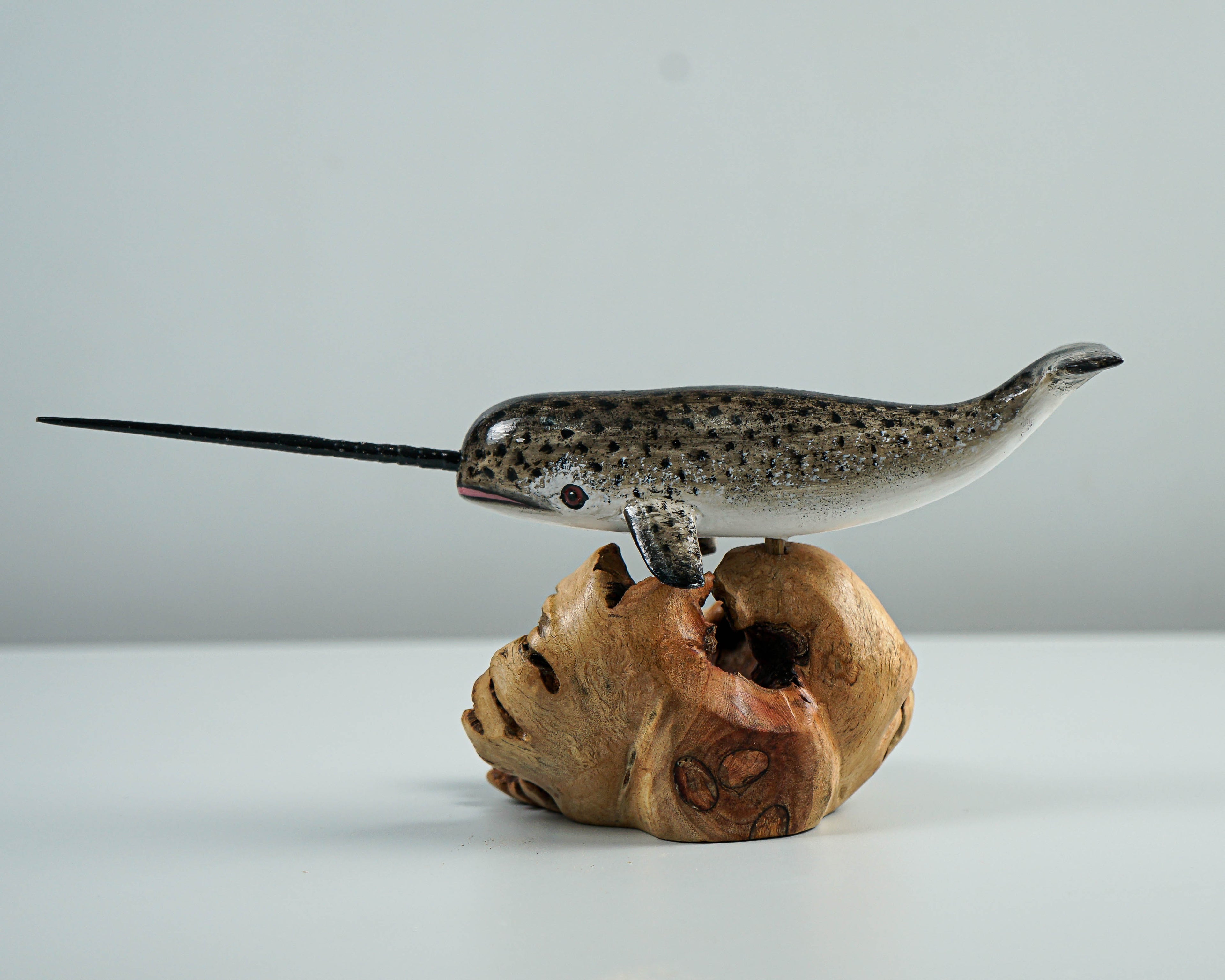 Wooden Narwhal Sculpture, Narwhale, Tusk, Arctic Animal, Art, Hand Carved, Personalized Figurine, Ocean, Living Room Decor, Gift for Him