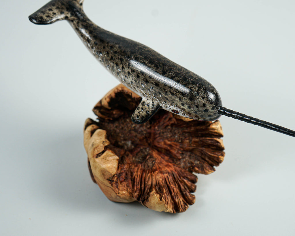 Wooden Narwhal Sculpture, Narwhale, Tusk, Arctic Animal, Art, Hand Carved, Personalized Figurine, Ocean, Living Room Decor, Gift for Him