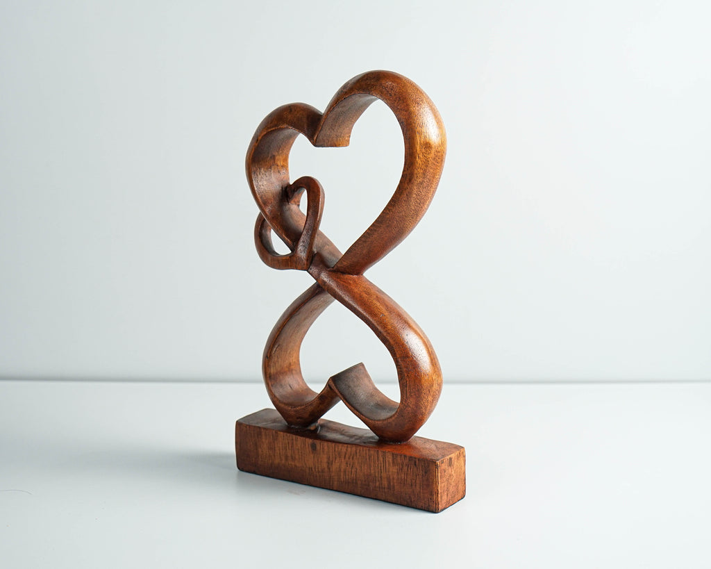 Heart Shape Abstract Statue, Love Statue, Wooden Modern Art, Heart, Antique, Wood Carving, Unique Sculpture, Valentines Décor, Wife Gift