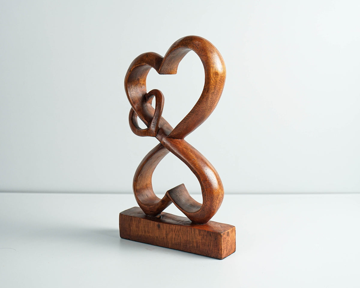 Heart Shape Abstract Statue, Love Statue, Wooden Modern Art, Heart, Antique, Wood Carving, Unique Sculpture, Valentines Décor, Wife Gift