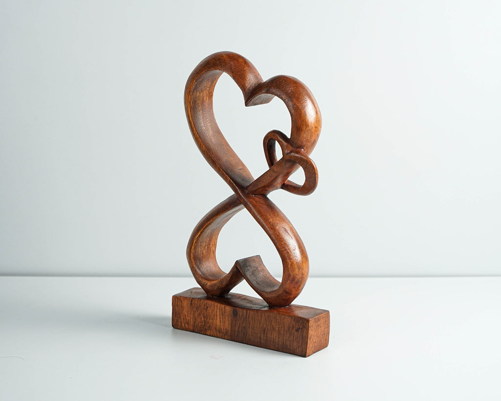 Heart Shape Abstract Statue, Love Statue, Wooden Modern Art, Heart, Antique, Wood Carving, Unique Sculpture, Valentines Décor, Wife Gift