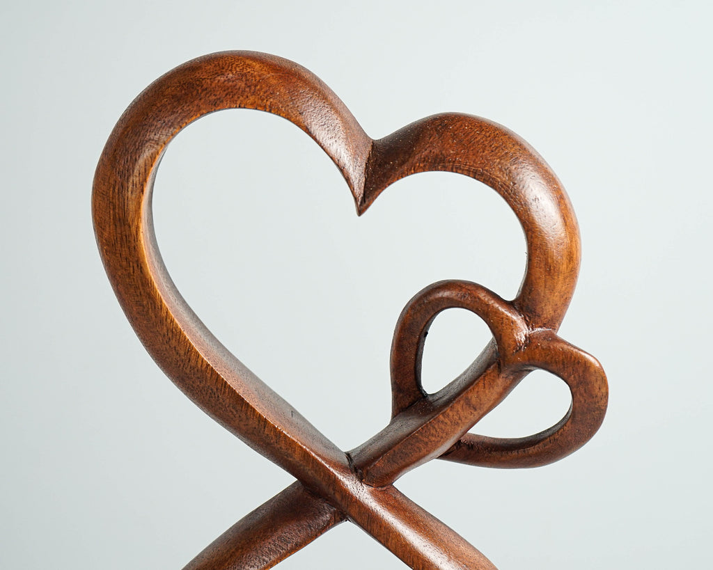 Heart Shape Abstract Statue, Love Statue, Wooden Modern Art, Heart, Antique, Wood Carving, Unique Sculpture, Valentines Décor, Wife Gift