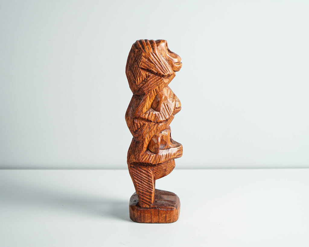 Three Wise Monkeys Statue, Wood Carving, Animal Sculpture, Hand Carved, Decorative, Triplet, Above Bed Decor, Tabletop, Memorial Gift