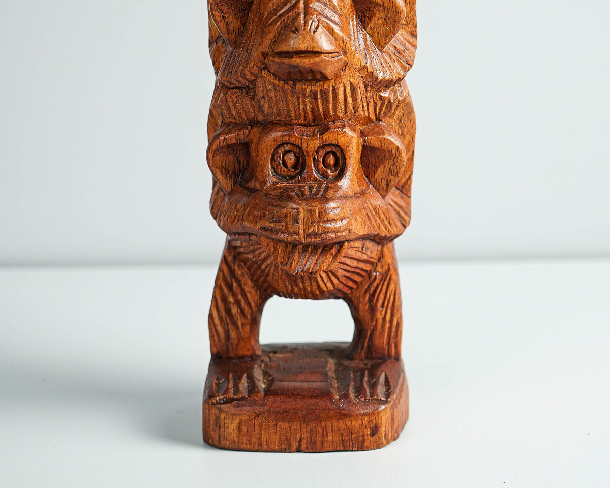 Three Wise Monkeys Statue, Wood Carving, Animal Sculpture, Hand Carved, Decorative, Triplet, Above Bed Decor, Tabletop, Memorial Gift