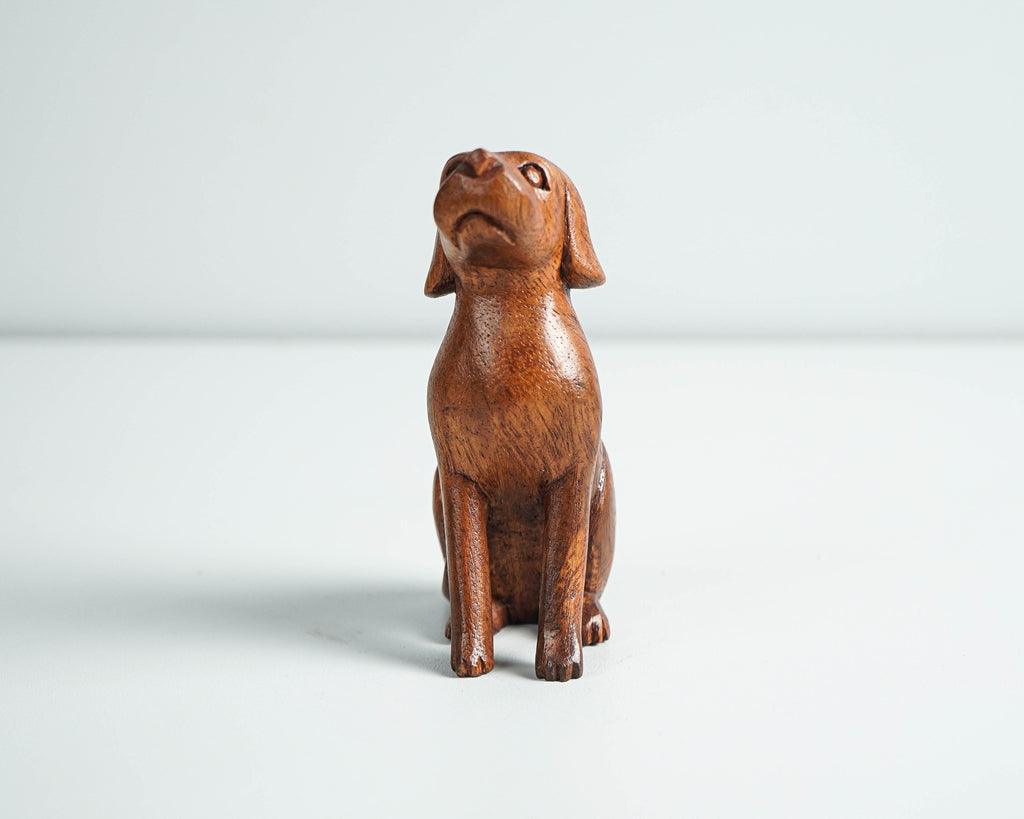Wooden Dog Figurine, Animal Statue, Home Decor, Artwork, Animal Ornament, Natural Piece, Dog Decoration, Handmade Sculpture, Gift for friend
