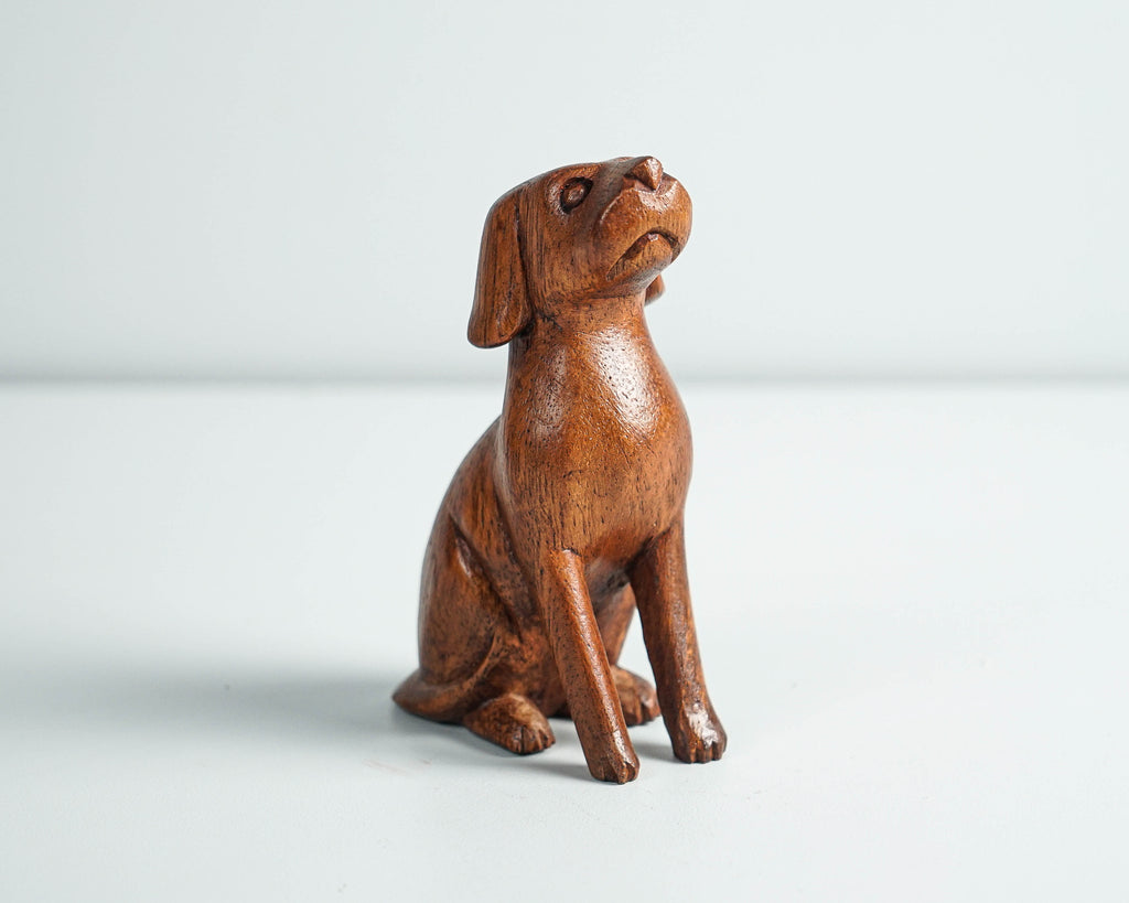 Wooden Dog Figurine, Animal Statue, Home Decor, Artwork, Animal Ornament, Natural Piece, Dog Decoration, Handmade Sculpture, Gift for friend