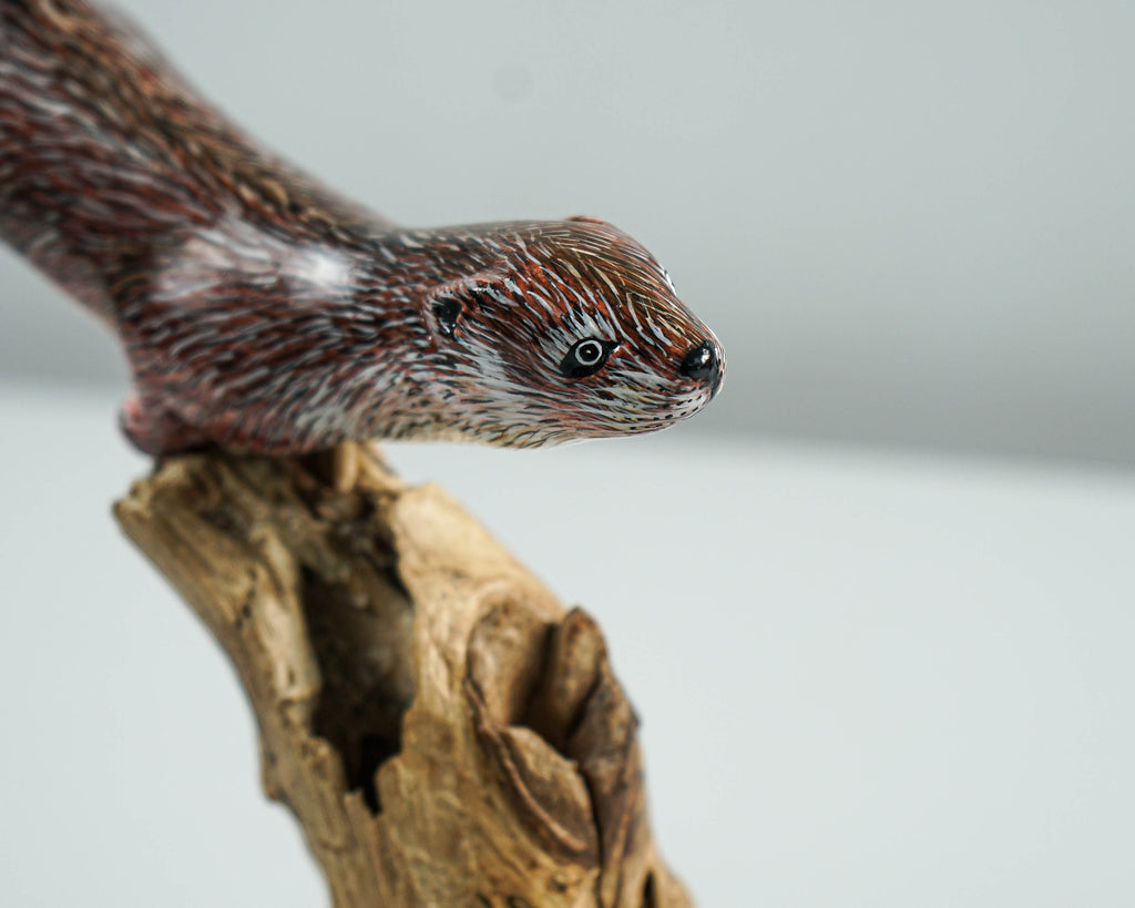 Wooden Otter Sculpture, Cute Animal, Swimming, Natural, Wildlife, Handmade Statue, Sea creature, Wood Carving, Gift for Her, Special Gift