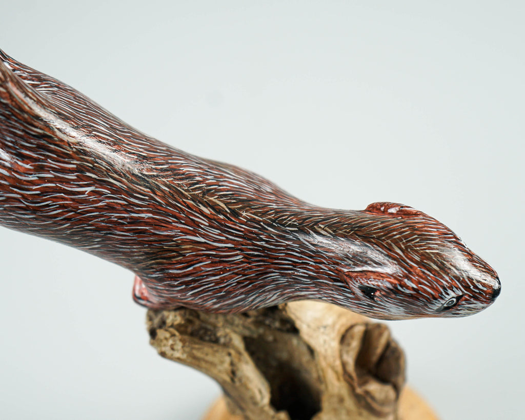 Wooden Otter Sculpture, Cute Animal, Swimming, Natural, Wildlife, Handmade Statue, Sea creature, Wood Carving, Gift for Her, Special Gift