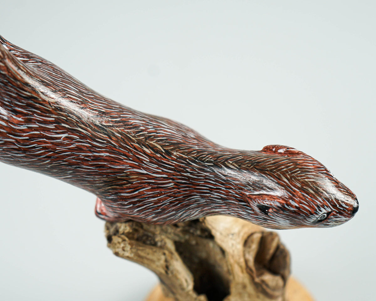 Wooden Otter Sculpture, Cute Animal, Swimming, Natural, Wildlife, Handmade Statue, Sea creature, Wood Carving, Gift for Her, Special Gift