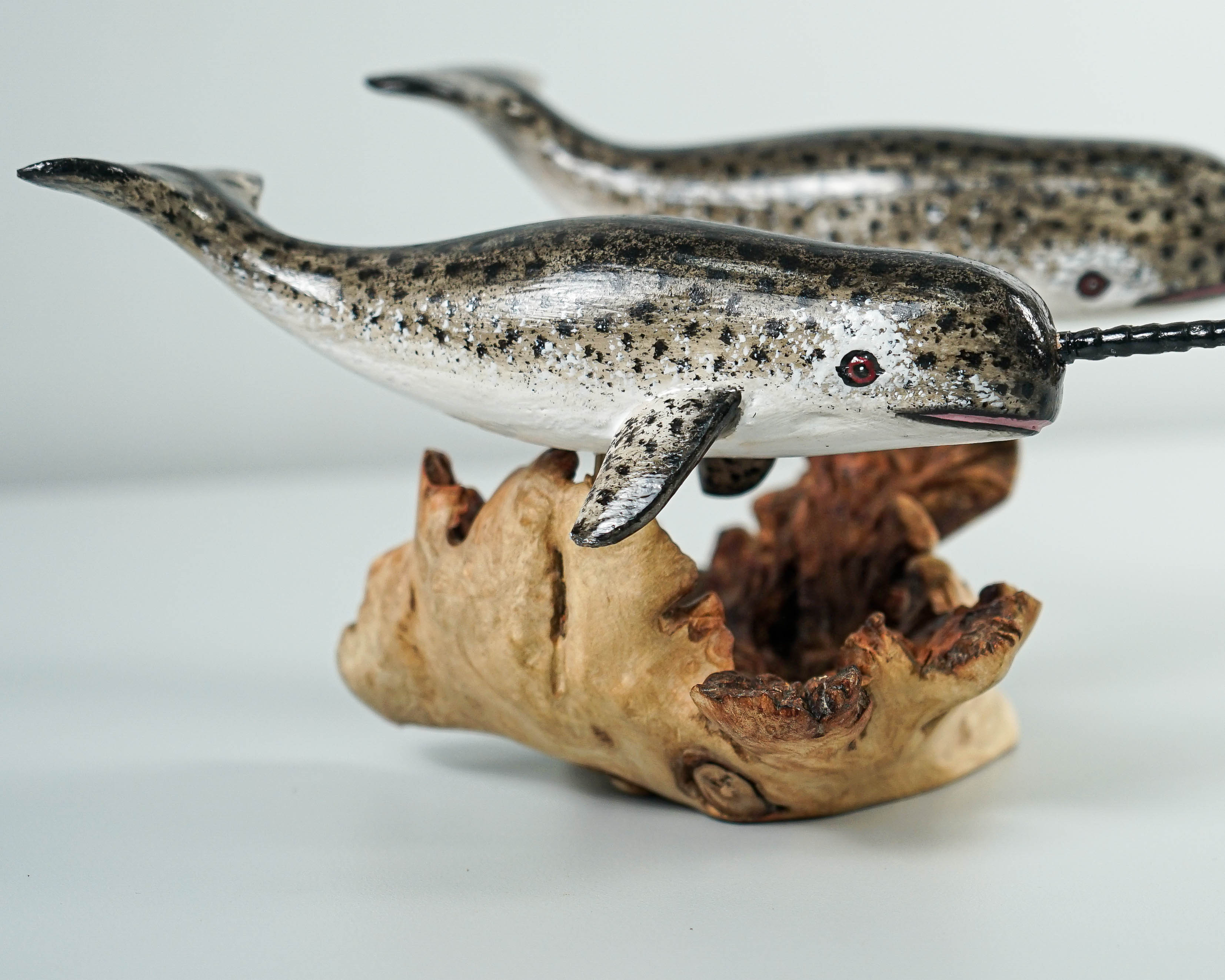 Wooden Narwhal Sculpture, Couple, Tusk, Arctic Animal, Personalized Figurine, Beach Decor, Sea Unicorn, Gift for Wife, Engagement Gift