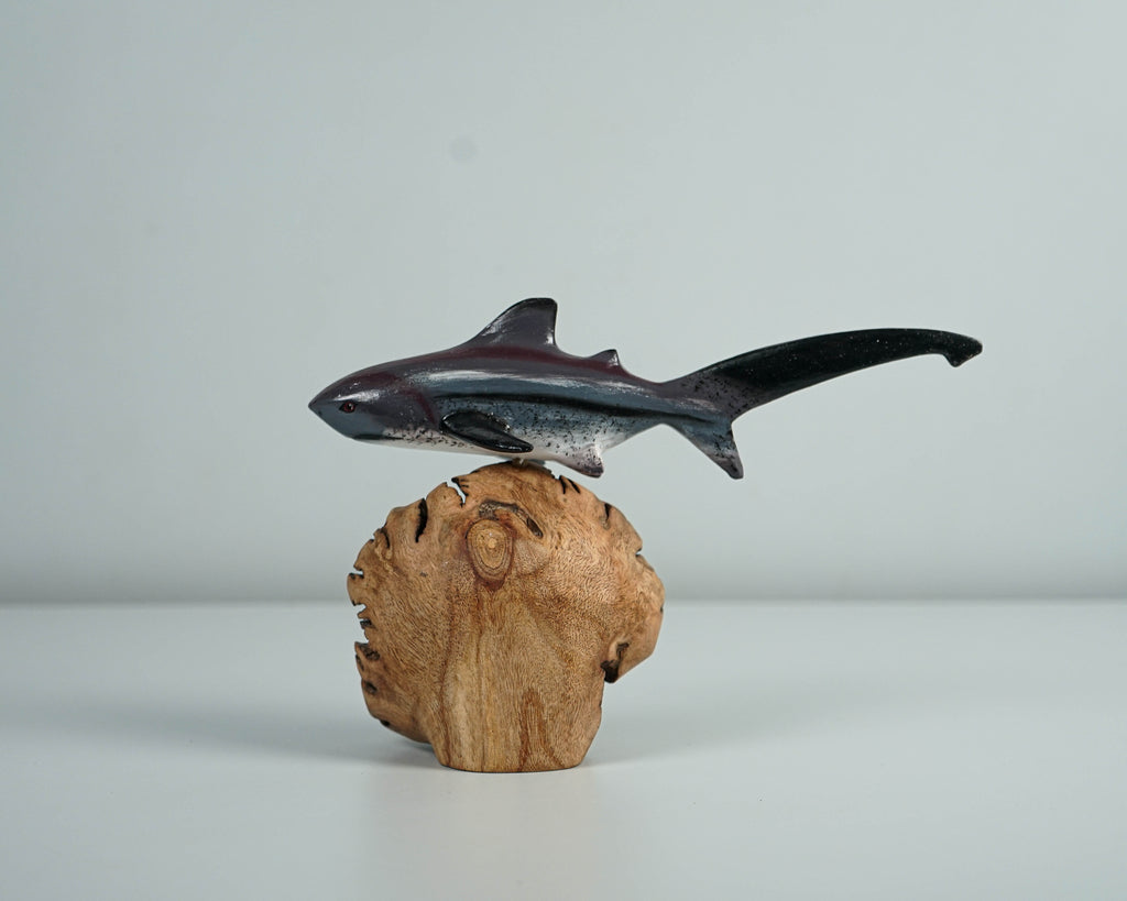 Thresher Shark Figurine, Personalized Statue, Wooden Sculpture, Miniature, Unique, Sea Life, Ocean Decoration, Beach Decor, Gift for Home