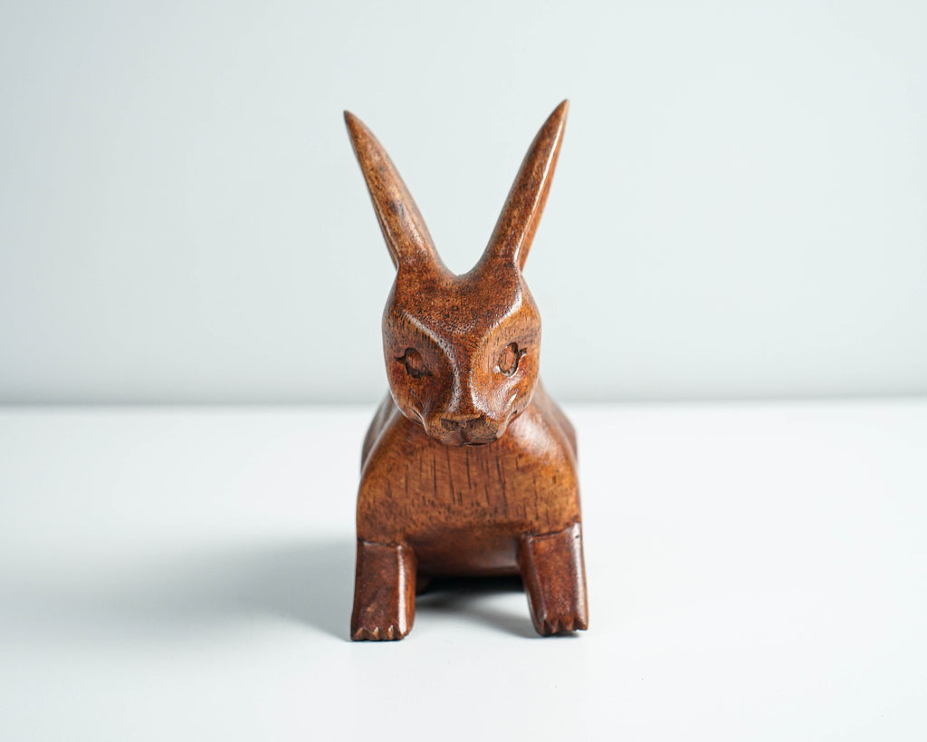 Wooden Rabbit Sculpture, Animal Statue, Wood Carving, Tabletop Decor, Handcrafted, Unique Figurine, Best Friend Gift, Memorial Gift