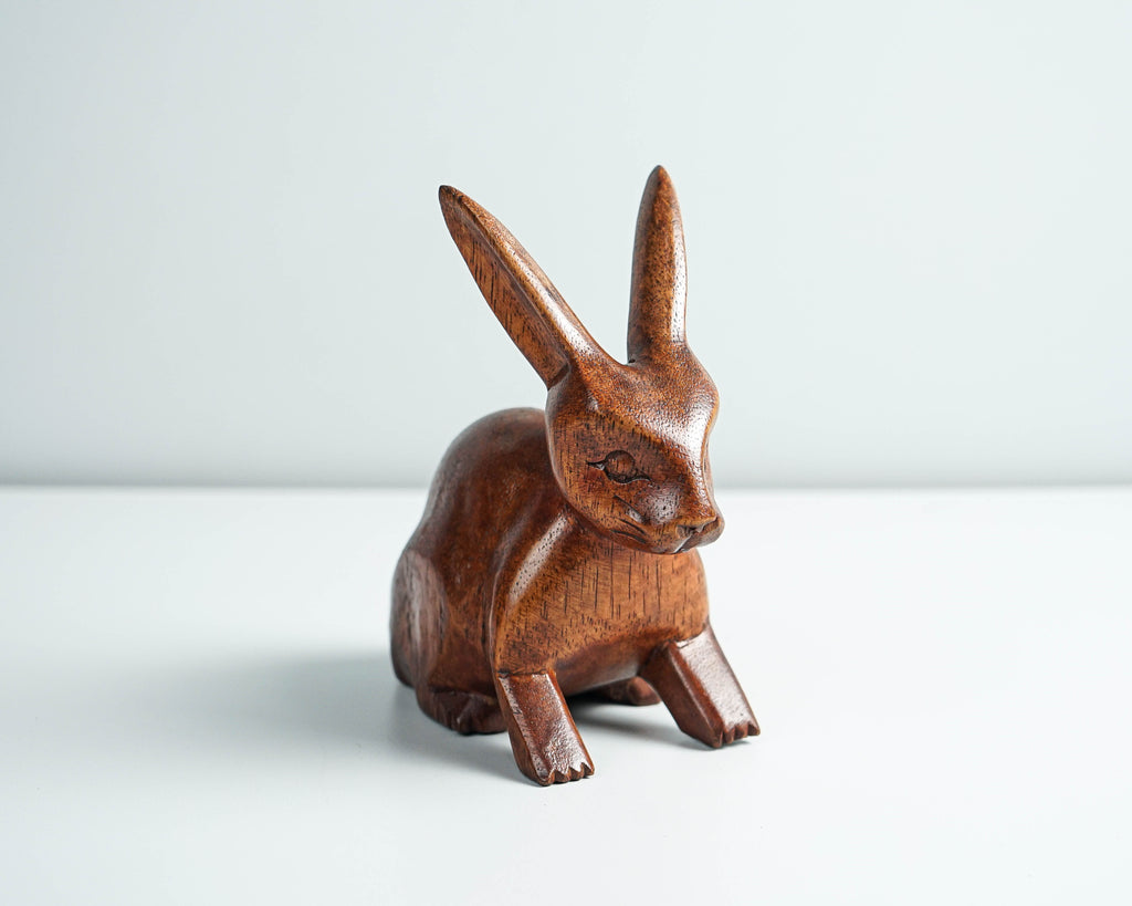 Wooden Rabbit Sculpture, Animal Statue, Wood Carving, Tabletop Decor, Handcrafted, Unique Figurine, Best Friend Gift, Memorial Gift
