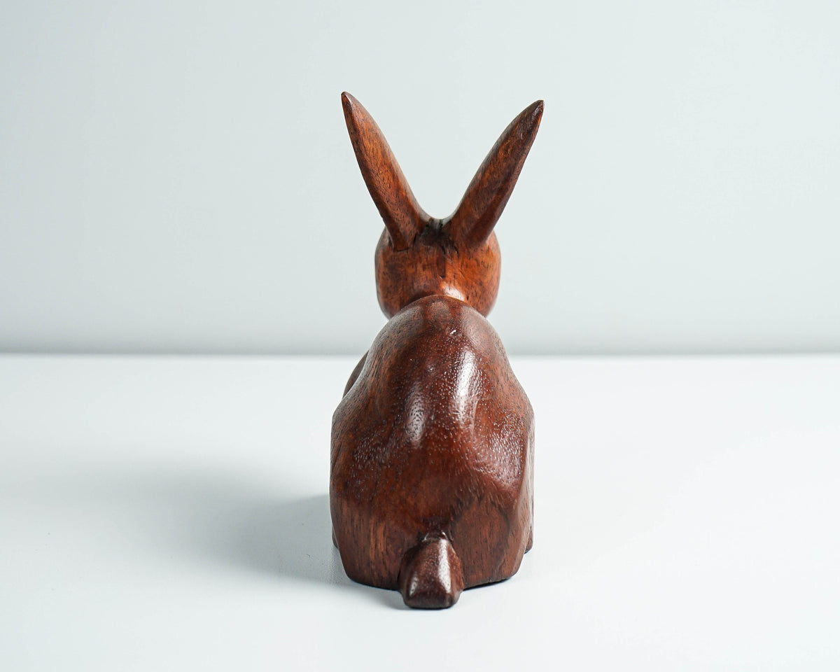 Wooden Rabbit Sculpture, Animal Statue, Wood Carving, Tabletop Decor, Handcrafted, Unique Figurine, Best Friend Gift, Memorial Gift