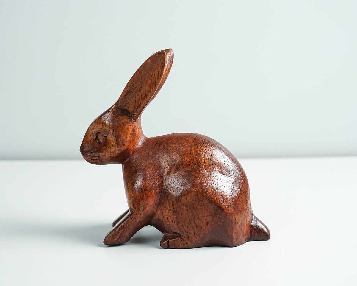 Wooden Rabbit Sculpture, Animal Statue, Wood Carving, Tabletop Decor, Handcrafted, Unique Figurine, Best Friend Gift, Memorial Gift
