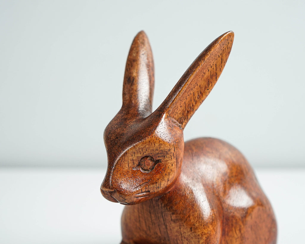 Wooden Rabbit Sculpture, Animal Statue, Wood Carving, Tabletop Decor, Handcrafted, Unique Figurine, Best Friend Gift, Memorial Gift