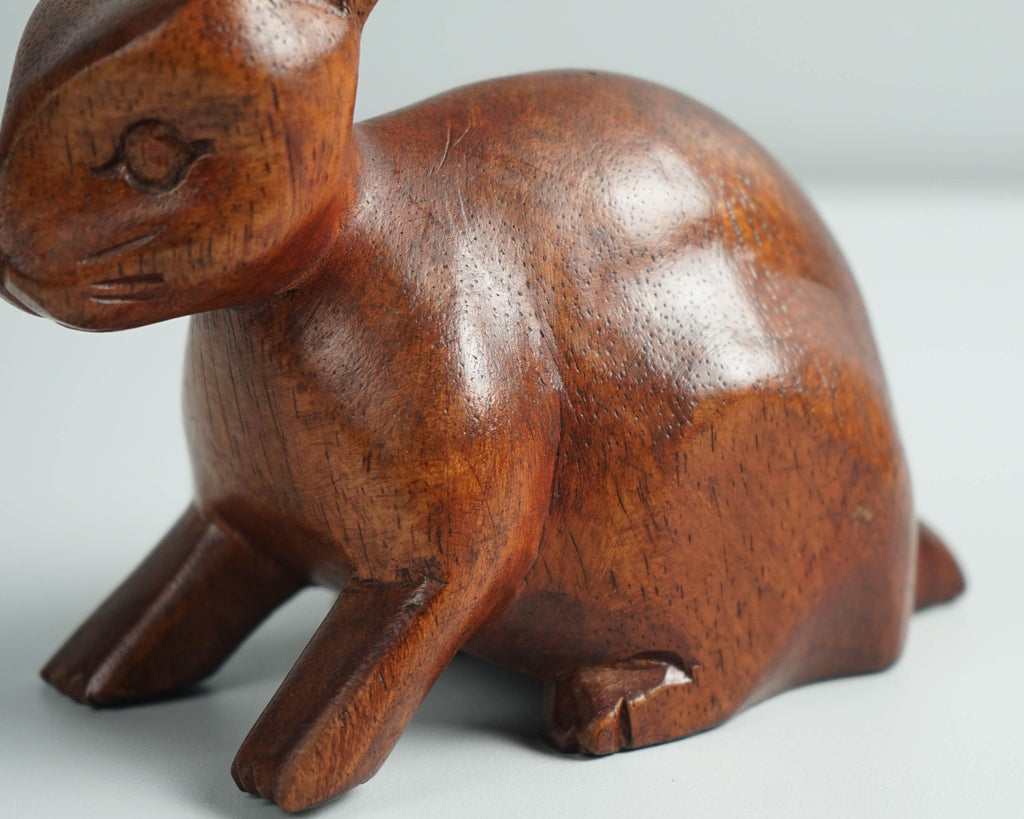 Wooden Rabbit Sculpture, Animal Statue, Wood Carving, Tabletop Decor, Handcrafted, Unique Figurine, Best Friend Gift, Memorial Gift
