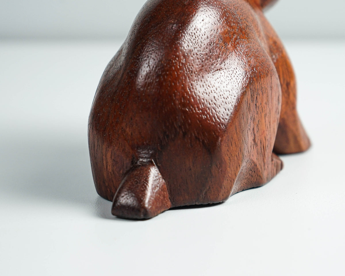 Wooden Rabbit Sculpture, Animal Statue, Wood Carving, Tabletop Decor, Handcrafted, Unique Figurine, Best Friend Gift, Memorial Gift