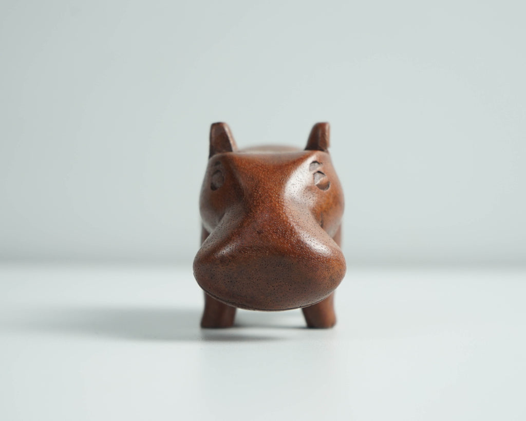 Wooden Hippo Statue, Animal Figurine, Hippopotamus, Wood Carving, Figurine, Handmade Decor, Office Decor, Gift for Brother, Birthday Gift