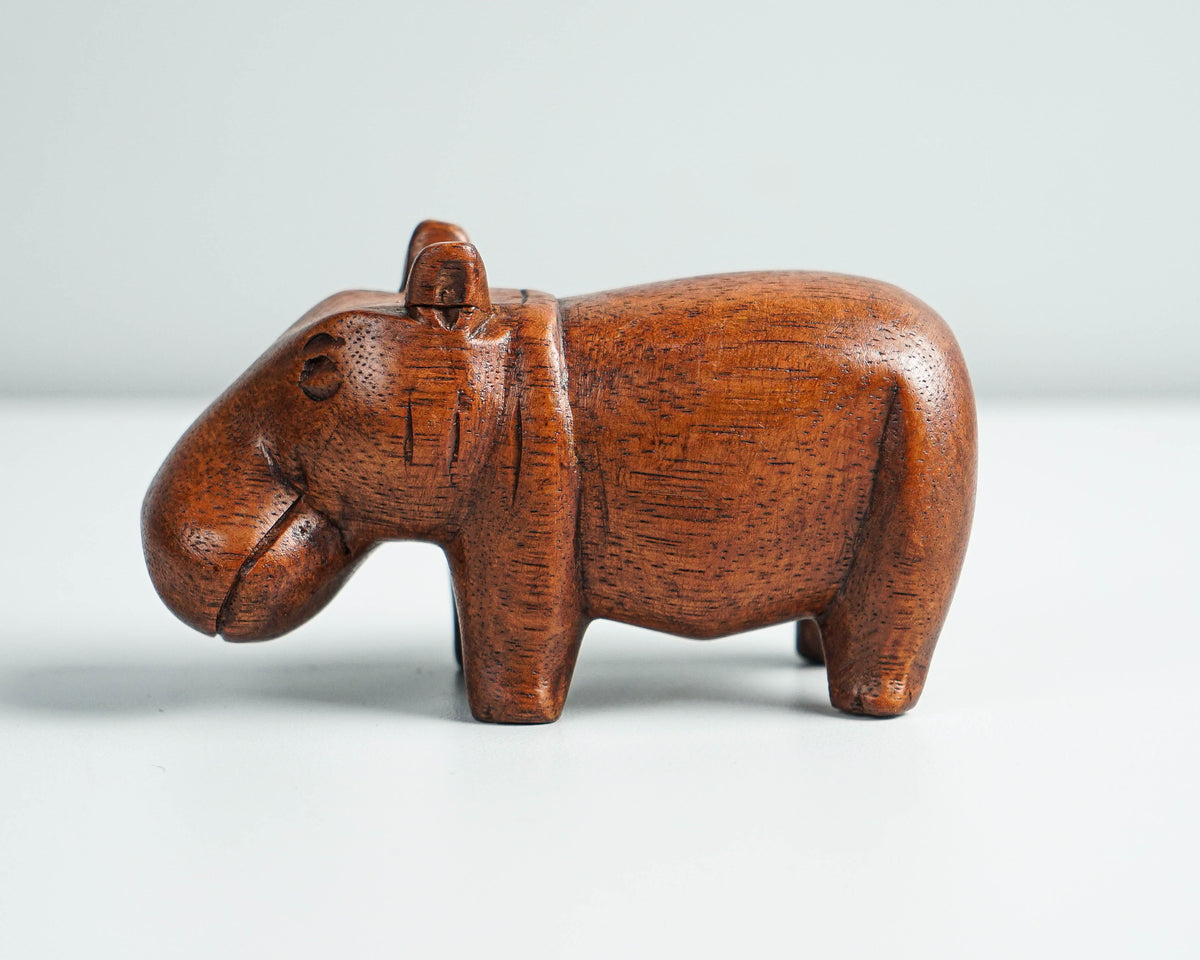 Wooden Hippo Statue, Animal Figurine, Hippopotamus, Wood Carving, Figurine, Handmade Decor, Office Decor, Gift for Brother, Birthday Gift