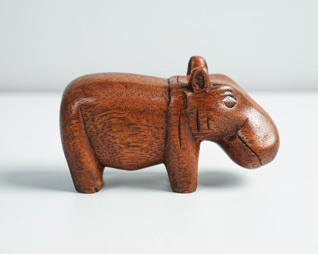 Wooden Hippo Statue, Animal Figurine, Hippopotamus, Wood Carving, Figurine, Handmade Decor, Office Decor, Gift for Brother, Birthday Gift