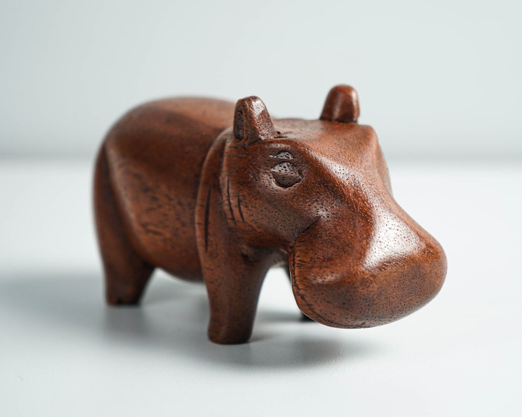 Wooden Hippo Statue, Animal Figurine, Hippopotamus, Wood Carving, Figurine, Handmade Decor, Office Decor, Gift for Brother, Birthday Gift
