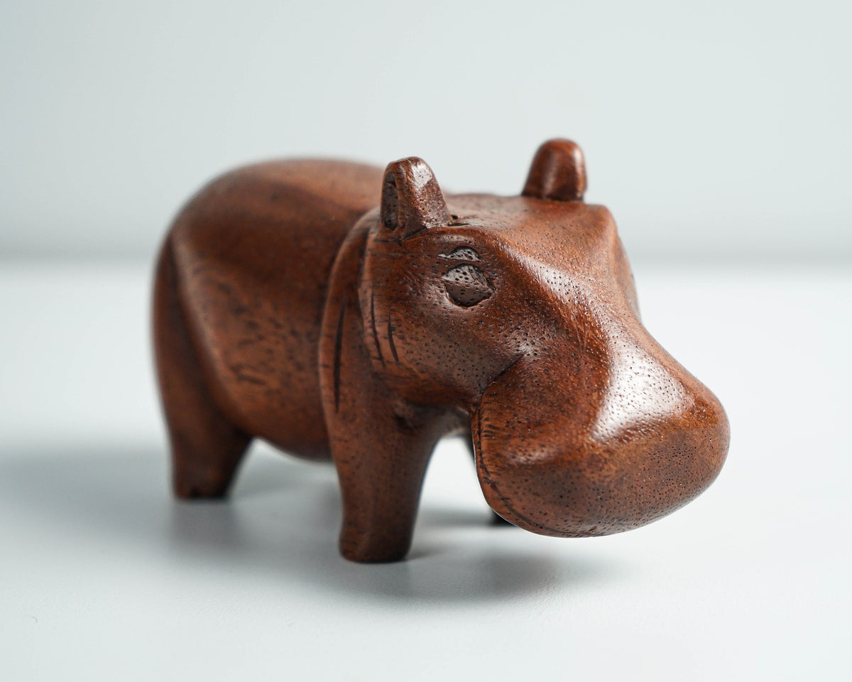 Wooden Hippo Statue, Animal Figurine, Hippopotamus, Wood Carving, Figurine, Handmade Decor, Office Decor, Gift for Brother, Birthday Gift
