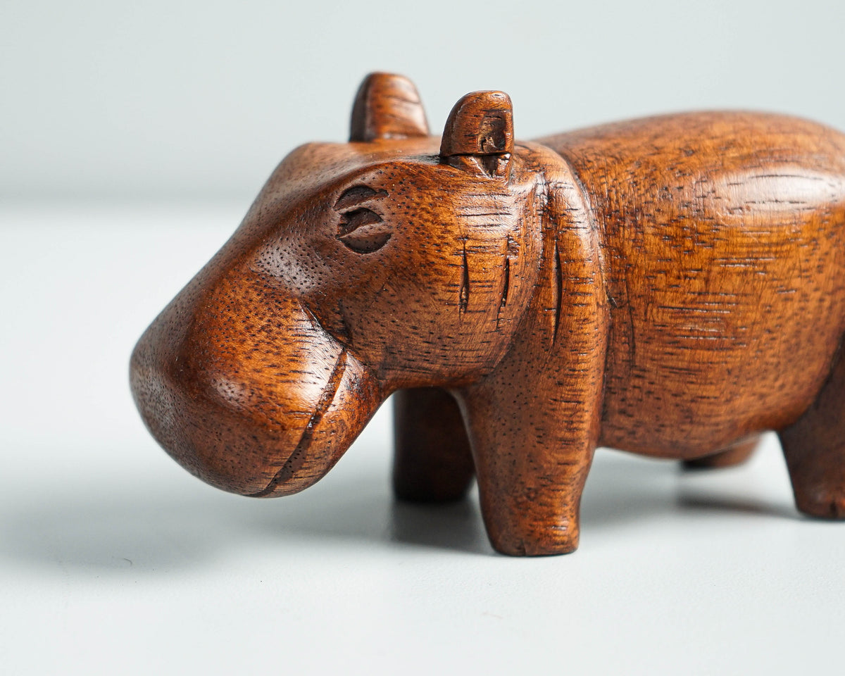 Wooden Hippo Statue, Animal Figurine, Hippopotamus, Wood Carving, Figurine, Handmade Decor, Office Decor, Gift for Brother, Birthday Gift