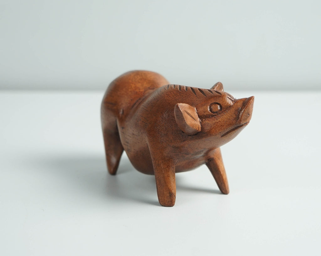 Pig Sculpture, Animal Figurine, Wood Carving, Natural Piece, Pig Statue, Tabletop Decor, Unique Decoration, Animal Lover, Gift for Mother