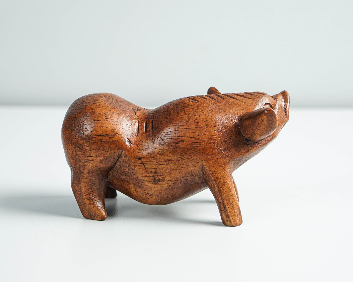 Pig Sculpture, Animal Figurine, Wood Carving, Natural Piece, Pig Statue, Tabletop Decor, Unique Decoration, Animal Lover, Gift for Mother