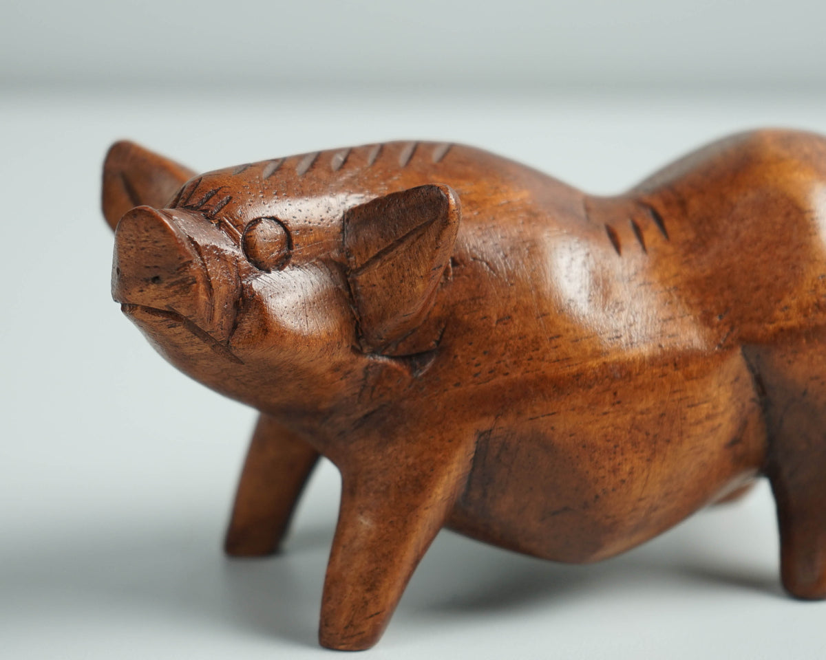 Pig Sculpture, Animal Figurine, Wood Carving, Natural Piece, Pig Statue, Tabletop Decor, Unique Decoration, Animal Lover, Gift for Mother