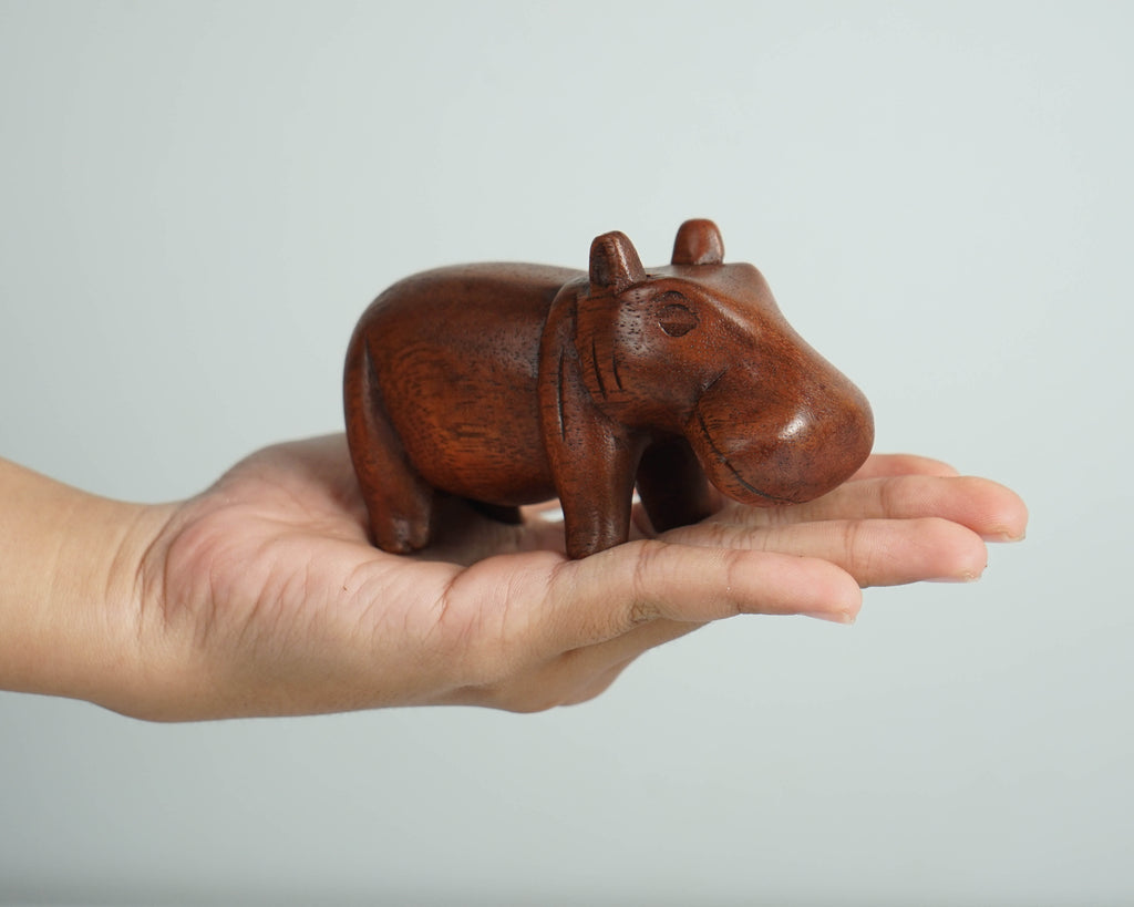 Wooden Hippo Statue, Animal Figurine, Hippopotamus, Wood Carving, Figurine, Handmade Decor, Office Decor, Gift for Brother, Birthday Gift