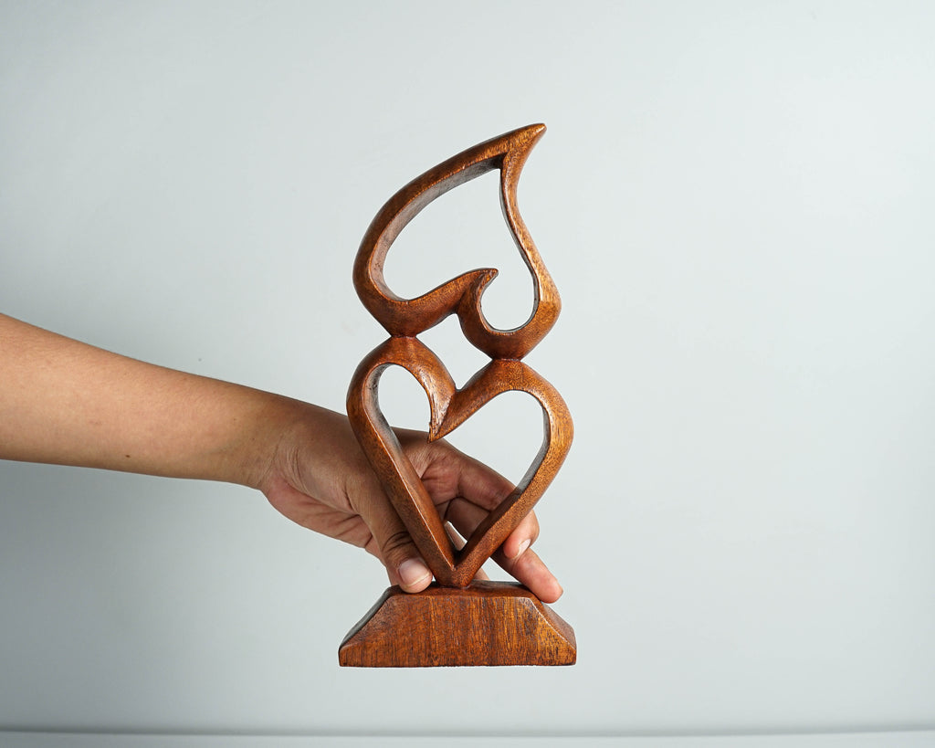 Heart Shape Abstract Statue, Love Statue, Modern Art, Wood Carving, Unique Love figurine, Home Decoration, Modern Abstract, Wedding Gift