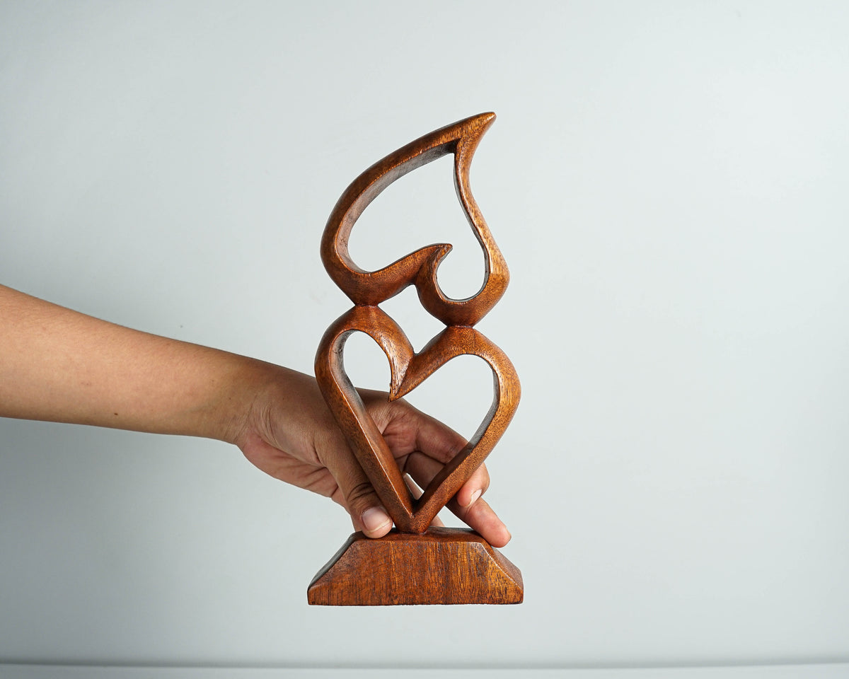 Heart Shape Abstract Statue, Love Statue, Modern Art, Wood Carving, Unique Love figurine, Home Decoration, Modern Abstract, Wedding Gift