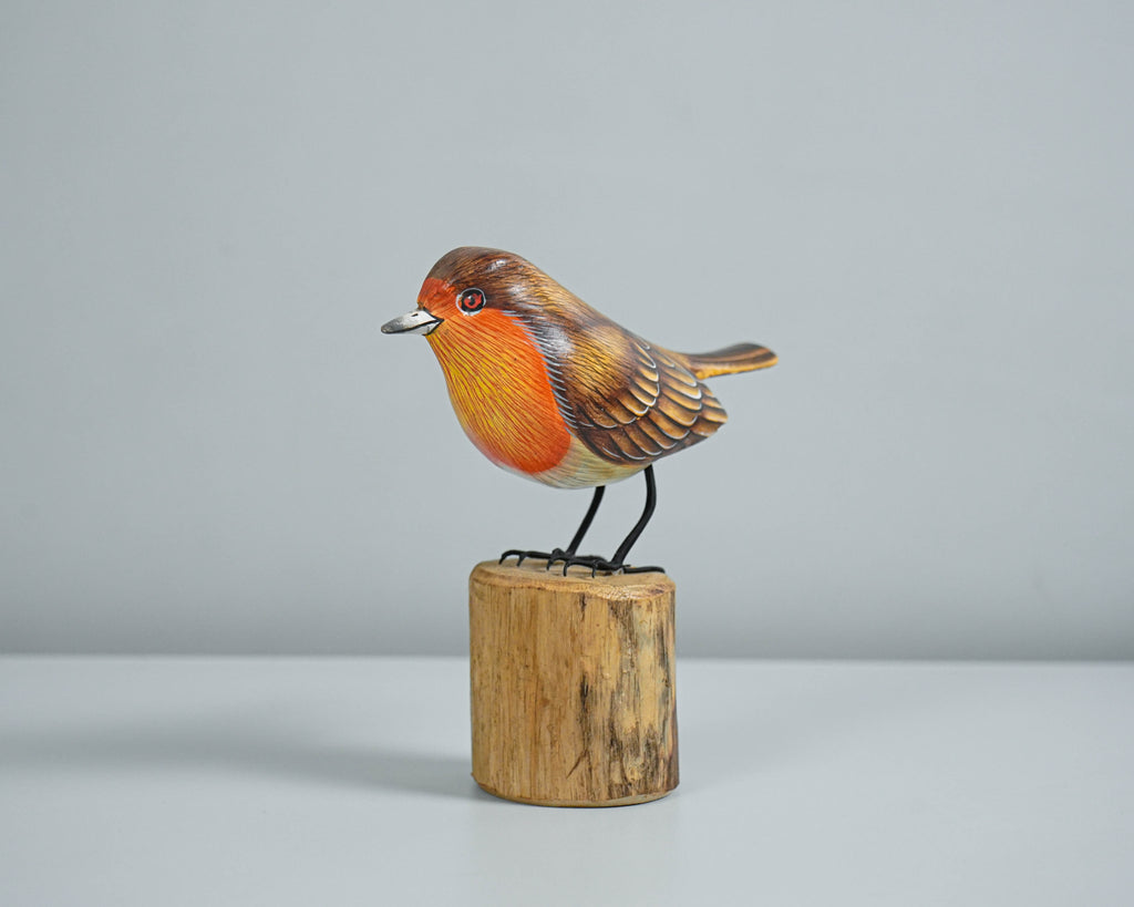 Robin Bird Art, Bird Sculpture, Hand Carved Statue, Animal Statue, Wood Carving, Housewarming Decor, Nature, Tropical Decor, Memorial Gift