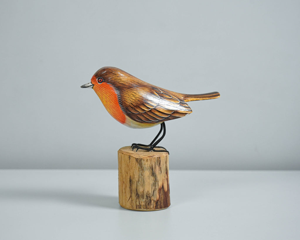 Robin Bird Art, Bird Sculpture, Hand Carved Statue, Animal Statue, Wood Carving, Housewarming Decor, Nature, Tropical Decor, Memorial Gift