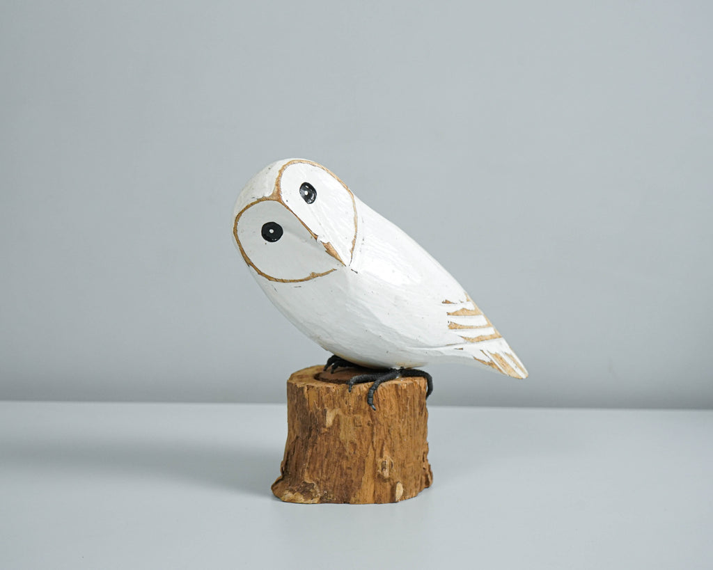 Snow Owl Art, Hand Carved Statue, Wooden Bird, Art Sculpture, Painted Bird, Room Decoration, Handmade Decor, Gift for Him, Birthday Gift