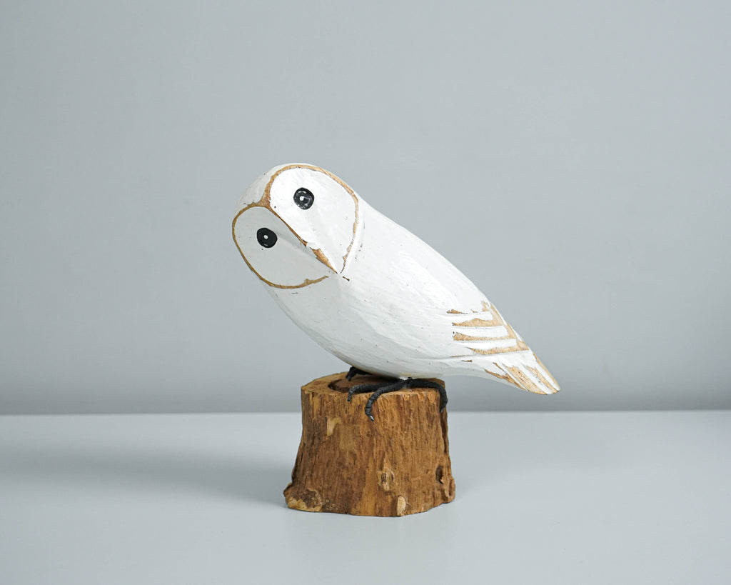 Snow Owl Art, Hand Carved Statue, Wooden Bird, Art Sculpture, Painted Bird, Room Decoration, Handmade Decor, Gift for Him, Birthday Gift
