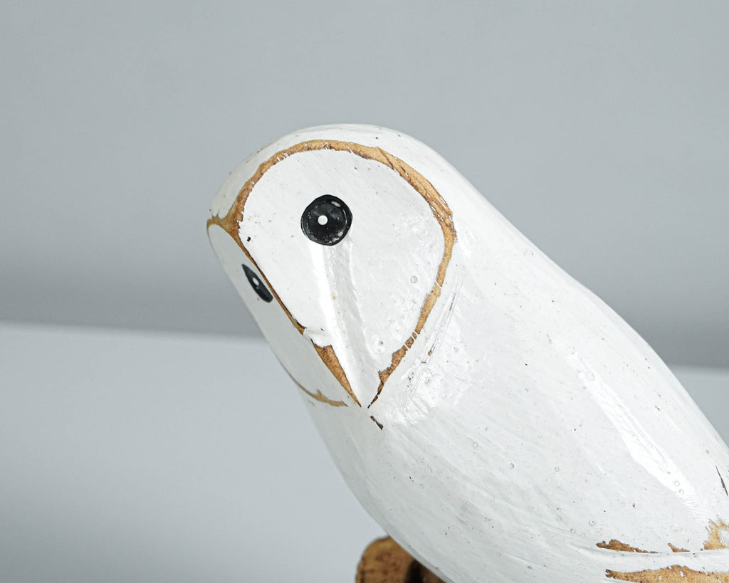 Snow Owl Art, Hand Carved Statue, Wooden Bird, Art Sculpture, Painted Bird, Room Decoration, Handmade Decor, Gift for Him, Birthday Gift