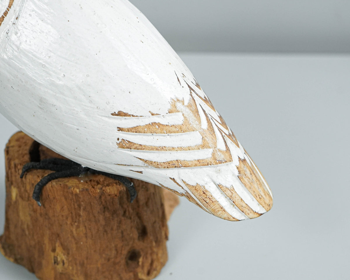 Snow Owl Art, Hand Carved Statue, Wooden Bird, Art Sculpture, Painted Bird, Room Decoration, Handmade Decor, Gift for Him, Birthday Gift