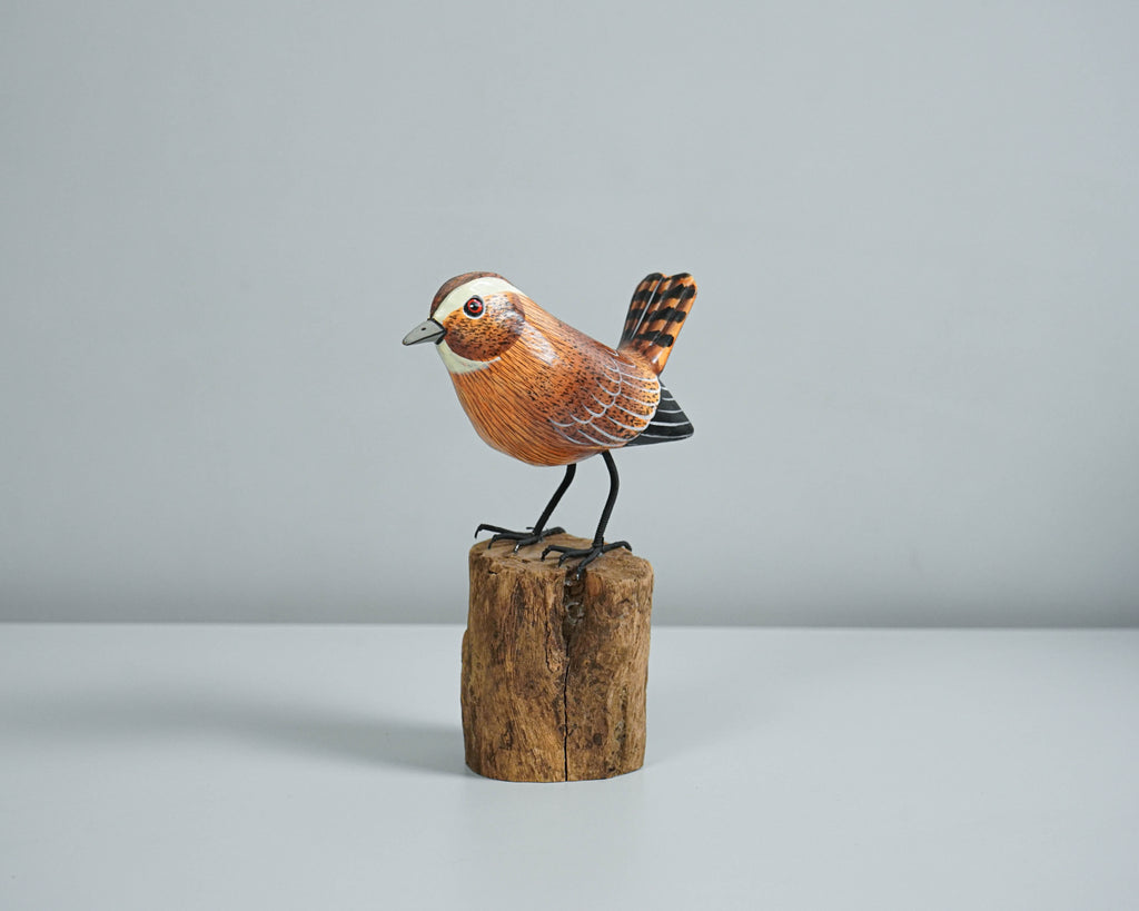 Wren Bird, Art Statue, Bird Sculpture, Wooden Bird, Animal Statue, Wood Carving, Figurine, Unique Animal, Room Decoration, Bird Gift