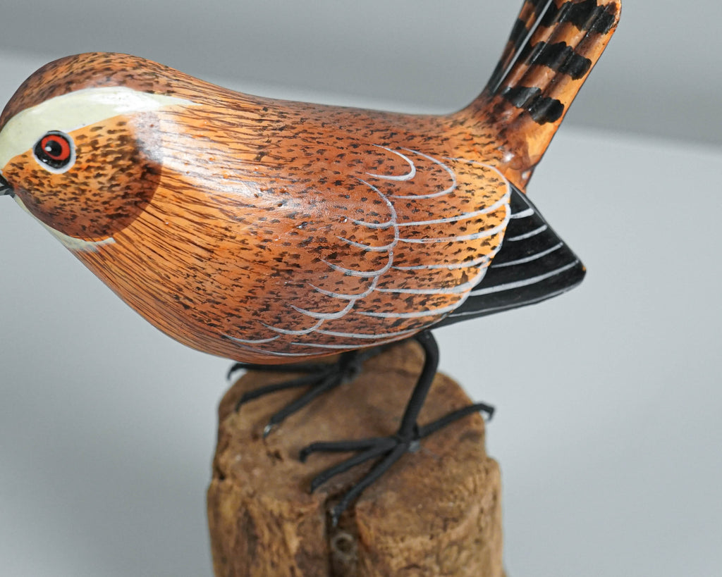 Wren Bird, Art Statue, Bird Sculpture, Wooden Bird, Animal Statue, Wood Carving, Figurine, Unique Animal, Room Decoration, Bird Gift