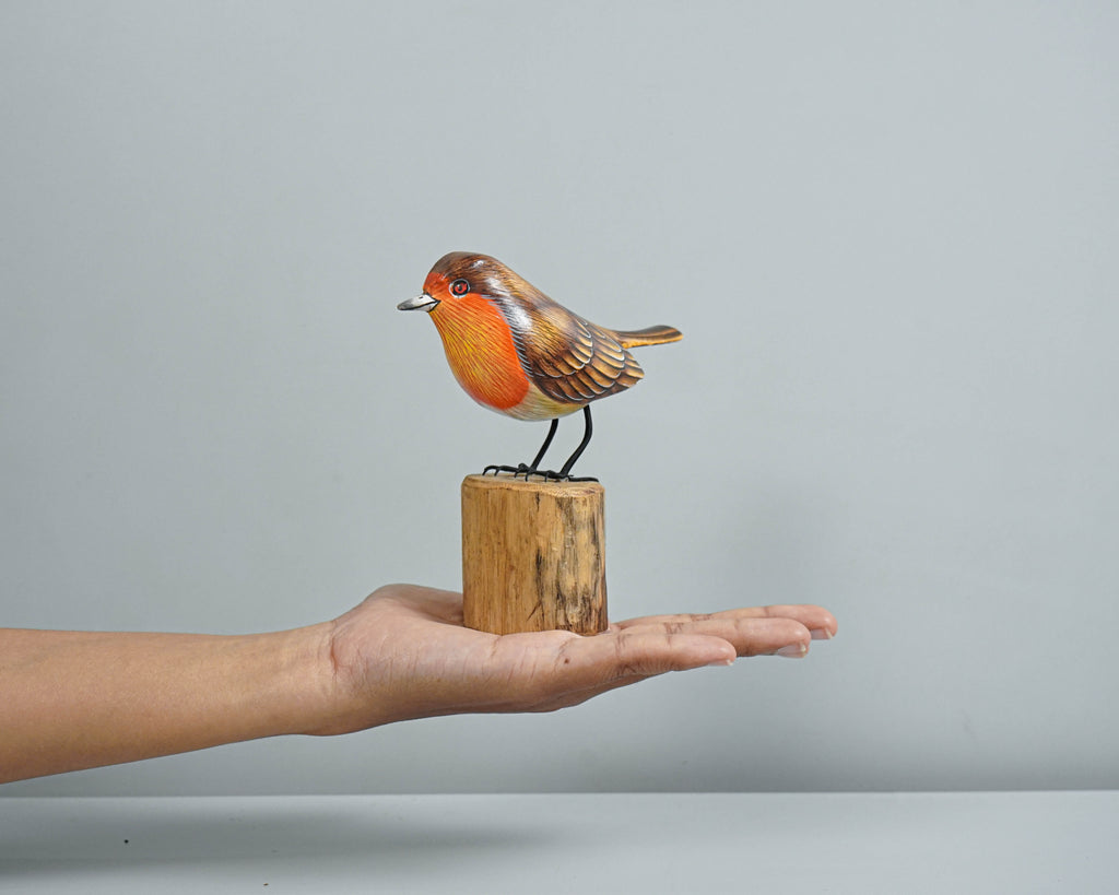 Robin Bird Art, Bird Sculpture, Hand Carved Statue, Animal Statue, Wood Carving, Housewarming Decor, Nature, Tropical Decor, Memorial Gift
