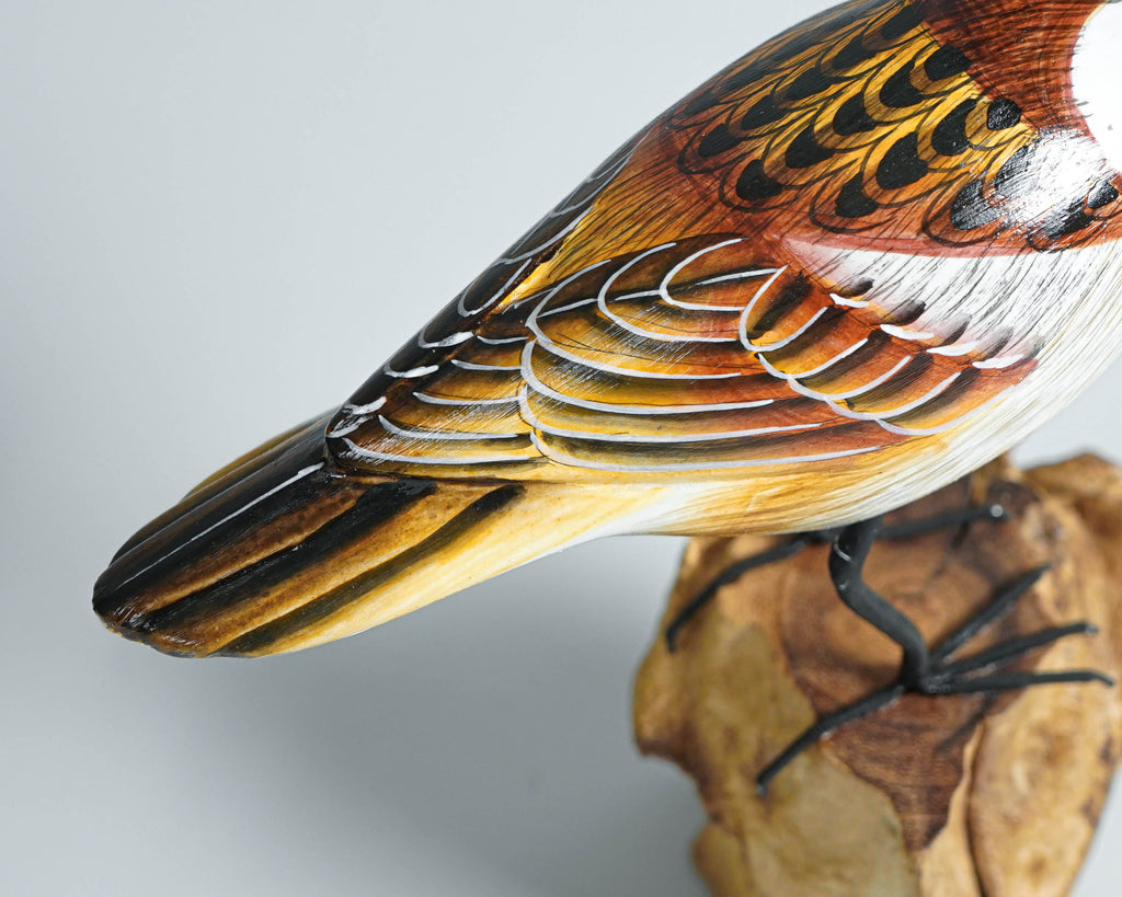 Sparrow Sculpture, Bird Statue, Painted Wood Carving, Unique Sculpture, Animal ornament, Room Decoration, Housewarming Gift, Gift for Him
